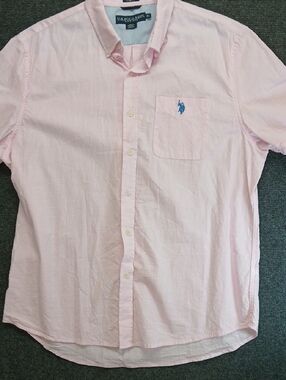 U.S. Polo Assn. Men's Sz XL Pale Pink Short-Sleeve Button-Down Shirt